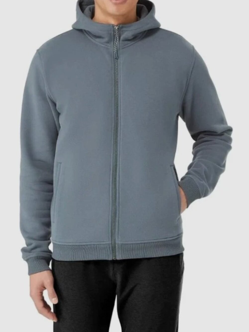 Kirkland Signature Men's Blue Organic Cotton Blend Full Zip Hoodie - Size 2XL